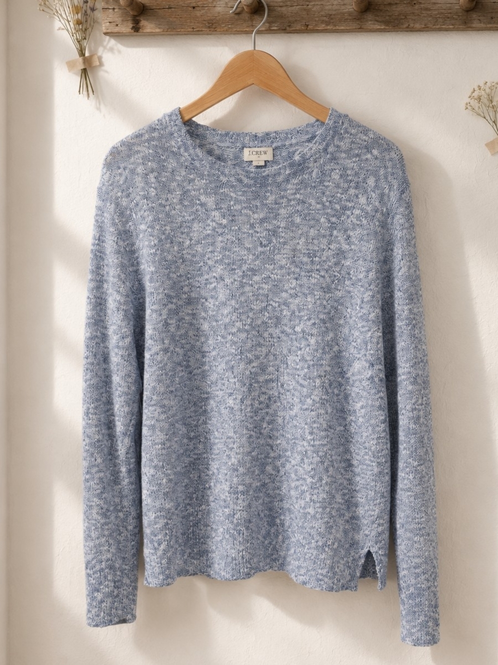 J. Crew Light Blue Marled Crewneck Sweater Women's Size L